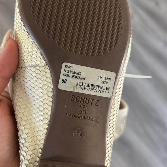 SCHUTZ Cream Loafers with Gold Accent - Picture 3 of 9